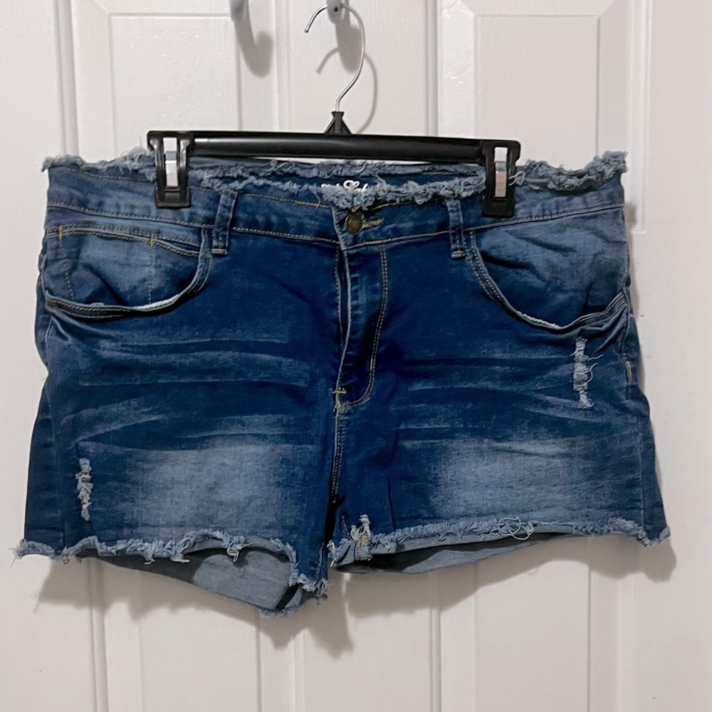 Denim Shorts. Frayed edges